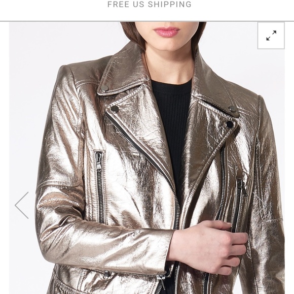 Mica Biker Metallic Leather Jacket - Picture 6 of 8